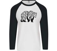 Bear Tree Animale Ecologia Uomo L/S Maglietta Baseball
