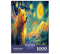 Bear Under Starry Sky Puzzle Divertente Gioco Per Famiglie 1000 Pezzi Strong Wild Animals Puzzle Intrattenimento Creativo Per Adulti E Bambini 52x38cm/1000pcs