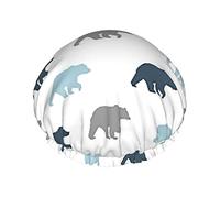 Bear Walk Slate Grey Glacier Cuffia da impermeabile, Cuffia elastica per capelli da bagno Protezione ambientale Cuffia da bagno per capelli, Doppio strato impermeabile Cappello da da b