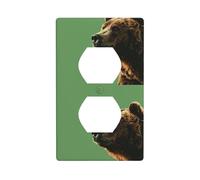 Bear Watching from a Distance Duplex Presa a Muro Piastra Standard 1-Gang, Policarbonato Termoplastica.