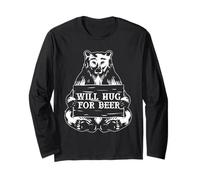 Bear Will Hug for Beer Vintage Drinking Team Beer Lover Maglia a Manica