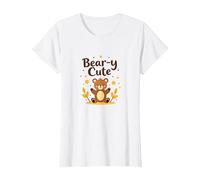 Bear-y - Adorabile Orsacchiotto a Forma di Stelle, Regalo Autunnale per Bambini Maglietta, Donna, Bianco, XL