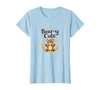 Bear-y - Adorabile Orsacchiotto a Forma di Stelle, Regalo Autunnale per Bambini Maglietta, Donna, Celeste, L