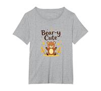 Bear-y - Adorabile Orsacchiotto a Forma di Stelle, Regalo Autunnale per Bambini Maglietta, Donna Plus-Size, Grigio Melange, 1X