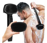 Bearback Spazzola in silicone per la schiena e il corpo, spazzola da bagno e doccia con manico pieghevole lungo 43,2 cm - Scrubber rimovibile - Design ergonomico unico - Scrubber rimovibile - US Small