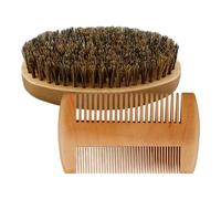 Beard Brush and Comb Set, Brown, Mustache Grooming Kit for Men, Travel-Friendly Styling Tools, Daily Beard Maintenance, Home, Post-Shower Use, Barber or Haircut Prep