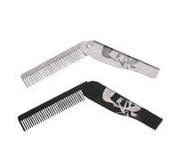 Beard Comb, Beard Brush Set, 6.5x0.87x0.24 inches Portable Stainless Steel Foldable Grooming Tool for Men, Husband, Dad, Travel and Home Use, Sturdy Adult Styling Accessory
