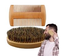 Beard Comb, Brush Set Men, Wooden Boar Bristle Grooming Kit, Wood, Ergonomic Styling Tools for Mustache and Beard Care, Husband, Dad, Boyfriend, or Grandpa Thoughtful Practical