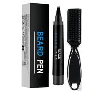 Beard Pencil Filler For Men, Beard Brush With Fork Tip, 3-In-1 Waterproof Beard Filling Pen Kit With Soft Brush For Men, Long Lasting Beard Pen Kit, Facial Hair Filler For Mustache & Eyebrows (Black)