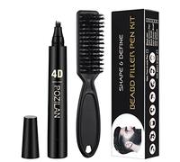 Beard Pencil Filler For Men with Bristle Beard Brush, Water Proof Micro-Fork Tip Beard Pen - Long Lasting, Natural Looking Barber Pencil Mustache Kit for Men Beard, Moustache, Eyebrows