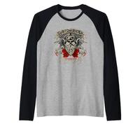 Beard Skull Motorcycle Gift Biker Roses Helmet Maglia con Maniche Raglan