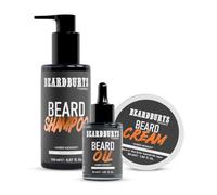 Beardburys Beard Grooming Kit for Men, Shampoo, Oil and Cream Care Set Gift | Beard care set with beard shampoo, beard oil and beard cream. Hydrating and nourishing with amber midnight fragrance.