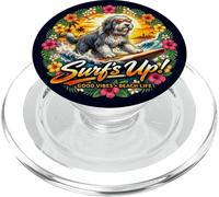 Bearded Collie cane surfing spiaggia occhiali da sole vacanze PopSockets PopGrip per MagSafe