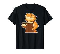 Bearded Dragon Barista Funny Reptile Coffee Lover Design Maglietta