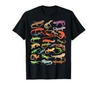 Bearded Dragon lizard Reptiles tYPES Collage lucertola per bambini Tipi di rettili lucertola erpetologia Maglietta Unisex - Bambini e Ragazzi Multicolore Small Maglietta