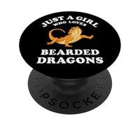 Bearded Dragon Pet Lizard Reptile Animal Gift Black PopSockets PopGrip Adesivo