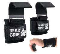 BEARGRIP - Cinghie per sollevamento pesi con gancio e supporto per il polso, resistenti per sollevamento pesi, stacchi, powerlifting, crossfit e allenamento della forza, riducono l'affaticamento della