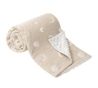 bearmoss Coperta in Cotone per Neonati, Morbida Coperta per Gattonare per Bambini, in Mussola per Bambini, 75x100cm(Luna albicocca)