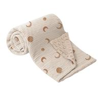 bearmoss Coperta in Cotone per Neonati, Morbida Coperta per Gattonare per Bambini, in Mussola per Bambini, 75 x 100 cm (luna marrone)
