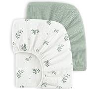 Bearmoss Set 2 Lenzuolo con Angoli Cotone Bambini,100% Cotone Super Morbido per Bebè, Tessili per Cameretta 60 x 120 cm/70 x 140 cm Bambini Lenzuolo da Viaggio (Bambù, 60x120cm)