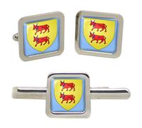 Béarn (Francia) Quadrato Gemelli E Fermacravatta Set