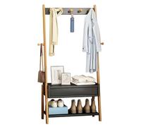 BEARQUN Appendiabiti da Terra, Attaccapanni Semplice con Barra Appendiabiti, Carico Massimo 80 kg, con Ganci, per Bagno, Camera da Letto, Cucina, Soggiorno : 45/65CMx32CMx147CM