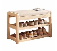 BEARQUN Panca Scarpiera in Legno, Panca con Seduta, Cassapanca Salvaspazio, capacità di Carico di 80 kg, per Corridoio, Ingresso, Soggiorno : 61/71/81CMx31CMx47CM, Salvaspazio