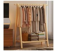BEARQUN Stender in Legno, Attaccapanni da Terra con Ripiani e 2 Ganci, Barra Appendiabiti Salvaspazio, Appendiabiti Armadio Pieghevole, Armadio h 150 cm, Armadio Largo : 60/80/100/120CM