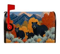 Bears Coperture magnetiche per cassette postali, rustiche montagne naturali autunnali foglie autunnali arancioni per le vacanze, decorazione per giardino, patio, 45,7 x 53,7 cm