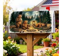 Bears Coperture magnetiche per cassette postali, rustiche per esterni, lanterna per falò autunnale, verde, copertura per decorazioni esterne, 53 x 64 cm