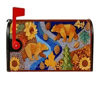 Bears - Coperture magnetiche per cassette postali, stile rustico, ispirate alla natura, girasoli, pigne autunnali, colore marrone, protezione per la posta per la casa e il giardino, 45,7 x 53,3 cm