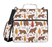 Bears in Fall Trees - Borsa con cerniera e tracolla, con 3 anelli, per scuola, lavoro, ufficio