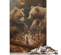 Bears Playing Chess Game Puzzle Impossible 1000 Pezzi Decorazione Per La Casa. Giochi Rilassamento E Intelligence Per Adulti E Bambini Da 12 Anni 1000pcs (75x50cm)