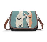 Bears Together, borsa a tracolla da donna, in pelle, tracolla regolabile, rimovibile, borse a mani libere