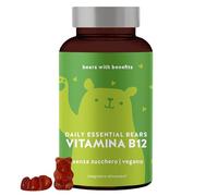 Bears with Benefits Orsetti gommosi alla vitamina B12 - Alto dosaggio di 400 µg per dose, 45 pezzi - Carica energetica contro la stanchezza e la carenza di B12 - Vegano e senza zucchero