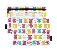 Bears with Bubbles Sweets - Astuccio a 3 anelli con cerniera, confezione da 2 cartelle portadocumenti