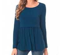 Bearsland Maglietta da donna Nursing Tops a maniche corte Scoop Neck Breastfeeding Shirt Maternity Clothes, Blu acceso, M