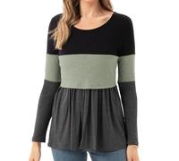 Bearsland Maglietta da donna Nursing Tops a maniche corte Scoop Neck Breastfeeding Shirt Maternity Clothes, Laurel Green, S