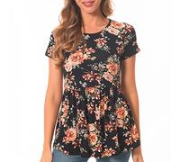 Bearsland Top da Allattamento da Donna a Maniche Corte Girocollo Camicia per Allattamento al Seno Vestiti Premaman
