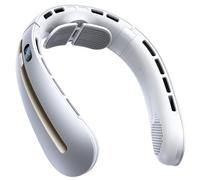 Bearwind Ventilatore da collo, 3 ventole turbo portatili con supporto per il collo, 4 velocità e display LED, ventilatore personale ricaricabile da 5200 mAh, dispositivo di raffreddamento senza lama
