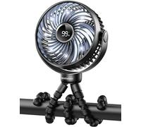 Bearwind Ventilatore Portatile per Passeggino Ricaricabile USB con Luce LED Notturna, 4 Velocità e Treppiede Rimovibile 360° - per Viaggio, Auto e Culle