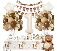 Beary, decorazioni per il primo compleanno, decorazioni per il primo compleanno, per ragazzi e ragazze, temi per feste con palloncini, piatti di carta, tazze, decorazioni per feste per 20 ospiti