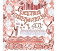 Bea's Party Decorazioni feste compleanno oro rosa, striscione, palloncini numeri rosa, decorazioni torte, tovaglie, piatti, tovaglioli, bicchieri di carta matrimonio, compleanno ragazze