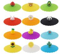 BEASAFY 12 coperchi in silicone per bicchieri da 10 cm, coperchi in silicone colorato anti-polvere, per bicchieri, coperchi in silicone per bicchieri, bicchieri da acqua, bicchieri da vino, tazze da