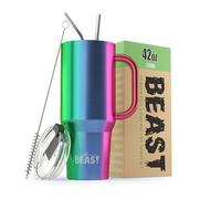Beast - Bicchiere da viaggio in acciaio inox, isolamento sottovuoto, a doppia parete, 1200 ml, colore: arcobaleno