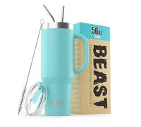 Beast - Bicchiere da viaggio in acciaio inox, isolamento sottovuoto, a doppia parete, da 1,5 l, colore: blu acqua