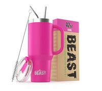 Beast - Bicchiere da viaggio in acciaio inox, isolamento sottovuoto, a doppia parete, da 1,5 l, colore: rosa cupcake