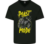 Beast Mode Palestra Allenamento Workout Uomo Scollo A V Cotone T-Shirt