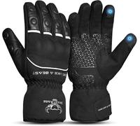 BEAST RAGE Guanti da moto invernali per uomo e donna-Fodera termica calda,impermeabile,antivento, compatibile con lo schermo tattile,guanti da moto a dita piene per tempo freddo,strada (Nero, 2XL)
