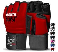 BEAST RAGE Guanti da Sacco da Boxe Taekwondo Karate per Uomini e Donne, Mezze Dita MMA Kickboxing Sparring Arti Marziali Boxe Combattimento Guanti Allenamento Workout Leggeri, Muay Thai, Krav MAGA